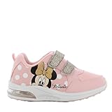 Disney Minnie Mouse Kinderschuhe von 2 bis 8 Jahre, LED Leuchtschuhe Mädchen mit Minnie Maus Motiv 29 EU, Turnschuhe mit Licht und Klettverschluss, Blink Sneaker ideal fur Schule und Freizeit, Rosa