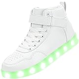 APTESOL Kinder LED Schuhe High-Top Licht Blinkt Sneaker USB Aufladen Shoes für Jungen und Mädchen [Weiß,39]