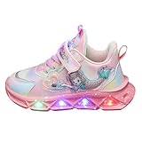 IRON JF Leuchtende Kinderschuhe Meerjungfrau Muster Led MäDchen Trainingsschuhe Laufsportschuhe Leichte Wanderschuhe Leuchtende Sportschuhe Jogging-Schuhe(22-37) (Color : Pink, Size : 27 EU)