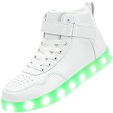 APTESOL Unisex LED Leucht Schuhe High-Top Licht Blinkt Sneaker USB Aufladen Shoes für Damen Herren (Weiß,42)