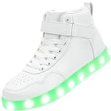 APTESOL Unisex LED Leucht Schuhe High-Top Licht Blinkt Sneaker USB Aufladen Shoes für Damen Herren (Weiß,42)