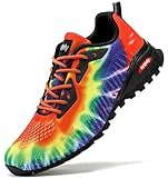 Kricely Traillaufschuhe Herren Leicht Atmungsaktiv Wanderstiefel Rutschfest Laufschuhe Outdoor Fitness Straßenlaufschuhe（Regenbogen 47）