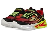 Skechers S Lights Jungen Blinkschuhe Low Sneaker Flex Glow Ultra Schwarz Textil Synthetik, Farbauswahl:schwarz-Kombi, Größe:32