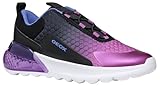 Geox J ACTIVART ILLUMINUS Sneaker, Black/Purple, 37 EU