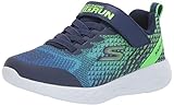 Skechers Jungen Go Run 600 Baxtux Sneaker, Navy Mesh Navy Synthetic Lime Trim, 34 EU