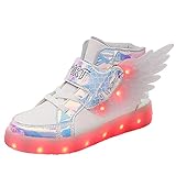 YUNICUS Beleuchtete Turnschuhe Kinder Kleinkind Beleuchtete Schuhe Blinkende Turnschuhe Mädchen USB-Aufladung Kinderschuhe Beleuchtung High Top Sneakers (Kleines Kind, White 27 EU)