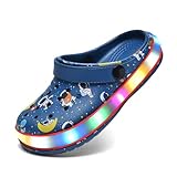 VIYEAR Kinder Jungen Mädchen LED Clogs Süße leichte Sommer Hausschuhe Garden Beach Sandalen, 24 EU, Blauer Astronaut
