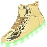 APTESOL Unisex LED Leucht Schuhe High-Top Licht Blinkt Sneaker USB Aufladen Shoes für Damen Herren (Gold,43)