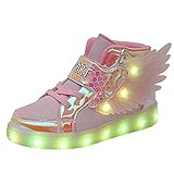 YUNICUS Beleuchtete Turnschuhe für Kind Kinder Mädchen LED-Leuchten High-Top leuchtende Turnschuhe USB-Aufladung blinkende Turnschuhe (Großes Kind, Pink 37 EU)