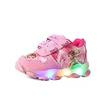 IRON JF Kinder Leuchtschuhe mädchen,Kinder led Schuhe,ELSA Schuhe,Kinder LED-Lichtschuhe, Mädchen Blitzlichtschuhe, mädchen Sneakers mit geschlossenem Mesh-Klettverschluss (Color : Pink, Size : 28)