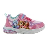 Leomil PAW Patrol Schuhe für Mädchen (2-7 Jahre), Sneaker mit Skye & Liberty & Everest Motiv, Klettverschluss, LED Leuchten bei jedem Schritt, ideal for Schule und Freizeit, Pink, Größe 25 EU