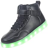 APTESOL Kinder LED Schuhe High-Top Licht Blinkt Sneaker USB Aufladen Shoes für Jungen und Mädchen [Schwarz, EU29]