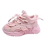 FGUUTYM Frühling und Sportschuhe für und Mädchen dicke Sohlen rutschfest bequem elastisch und Schnürung einfarbig bequem im Freien Blinkschuhe Sneaker Mädchen (Red, 30 Little Child)