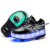 Junge Mädchen Schuhe Kinderschuhe mit Rollen LED Leuchtend Schuhe Outdoor Sportschuhe Blinkschuhe Skateboardschuhe Sneaker Geschenk zum Geburtstag, Party, Weihnachten