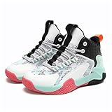Generisch -Basketballschuhe, Turnschuhe, Mädchen-Turnschuhe, Bequeme High-Top-Basketballschuhe für (kleines Kind/großes Kind) Sketche (Mint Green, 37 Big Kids)