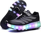 HUSKSWARE Kinder Sneaker Jungen Mädchen Sneaker 2 Räder Party Geburtstag Weihnachten, Schwarz 32