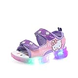 IRON JF Leuchtschuhe Mädchen Strandsandalen Sonnenschein Strand Schuhe Kinder LED blinkende Schuhe Klettverschluss Sandalen offener Spitze für Sommer (Color : Purple, Size : 25 EU)