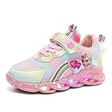ELSA Schuhe mädchen，Kinder led Schuhe，Leuchtschuhe ELSA Turnschuhe，blinken licht mädchen Sportschuhe zum Laufen mit Flügeln for Frühling Sommer und Herbst (Color : Pink, Size : 27)